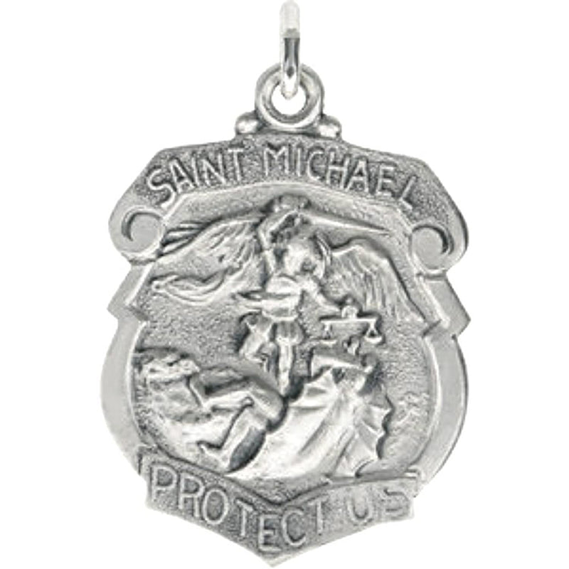 Sterling Silver St. Michael Shield Necklace, 18"