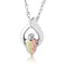 Diamond Split Leaf Pendant Necklace, Sterling Silver, 12k Green and Rose Gold Black Hills Gold Motif, 18''