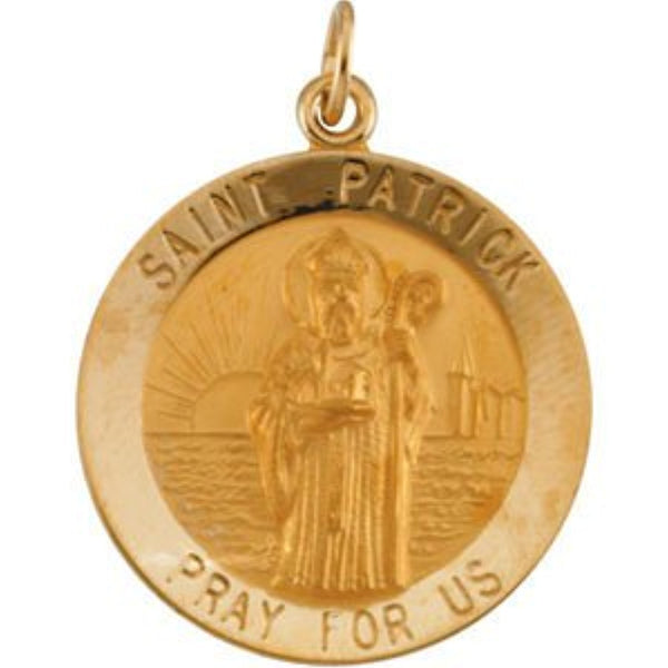 14k Yellow Gold Round St. Patrick Medal (15 MM)