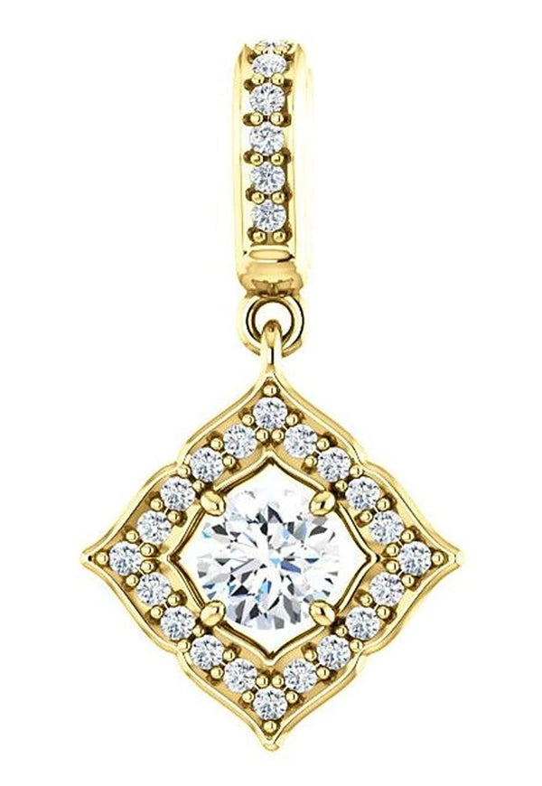 Diamond Halo-Style Clover Pendant, 14k Yellow Gold (0.375 Ctw, G-H Color,I1 Clarity)