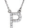 Diamond Initial 'P' Rhodium Plate 14K White Gold (1/8 Cttw, GH Color, I1 Clarity), 16.25"