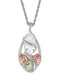 CZ Marquise Pendant Necklace, Sterling Silver, 12k Green and Rose Gold Black Hills Gold Motif, 18"
