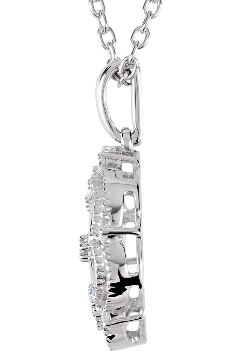 13-Stone Diamond Flower Pendant Necklace, Sterling Silver, 18" (.08 Ctw)