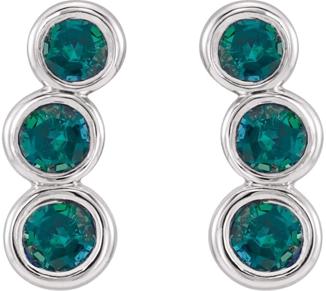 Platinum Alexandrite Three-Stone Ear Climbers