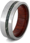 Nephrite Jade, Bloodwood Sleeves 8mm Comfort-Fit Matte Titanium Band, Size 4
