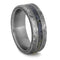 His and Hers Dinosaur Bone Wedding Ring Set, 10k White Gold Rough Diamond Engagement Ring, Men's Gibeon Meteorite Titanium Band