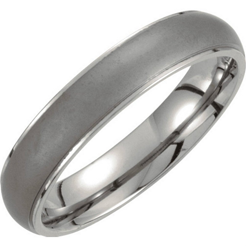 Titanium and Matte Grey 5mm Comfort Fit Oxidized Dome Band Size 8
