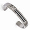 Men's Cable Sport Collection Gray Titanium Cable Black Diamond Sterling Silver Bezel Cuff Bangle Bracelet (.12 Ctw)