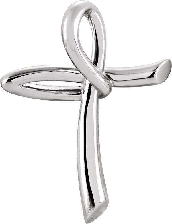 Freeform Cross 14k White Gold Pendant (26.00X19.25 MM)