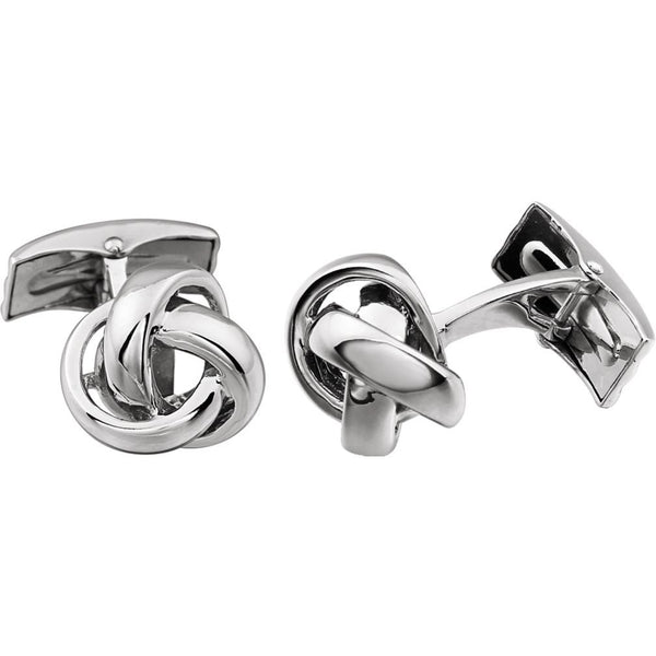 Mirror Polished Love Knot 14k Yellow Gold Cuff Links, 14MM