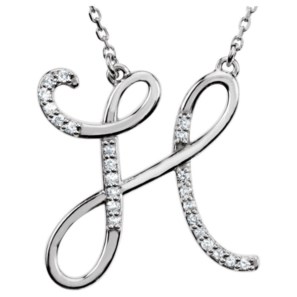 Diamond Initial 'H' Sterling Silver Pendant Necklace, 16.00" (.125 Cttw, GH Color, I1 Clarity)