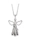 Diamond Angel Ash Holder Pendent Rhodium-Plated 10k White Gold Necklace, 18" (26.50X17.00 MM) (.03 CTW)