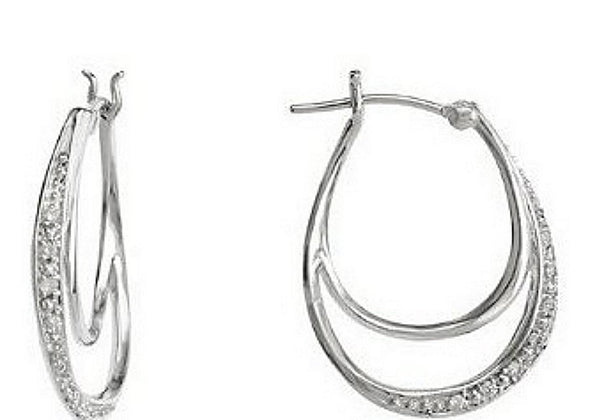 Diamond Hoop Earrings, 14k White Gold (1/10 Ctw, Color G-H, Clarity I1)