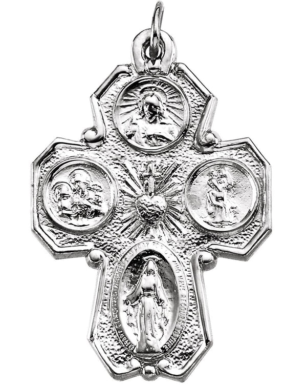 Sterling Silver Four-Way Medal Necklace, 24" (28x21 MM)