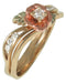 3D Diamond Rose Wedding Ring Set, 10k Yellow Gold, 12k Rose Gold, 12k Green Gold (.17 Ct KM .12 Ctw HJ, Color, I1-2 Clarity)