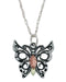 Butterfly Antiqued Pendant Necklace, Sterling Silver, 12k Green and Rose Gold Black Hills Gold Motif, 18''