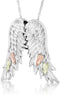 Diamond-Cut Angel Wings Pendant Necklace, Sterling Silver, 12k Pink and Green Leaf Black Hills Gold, 18"