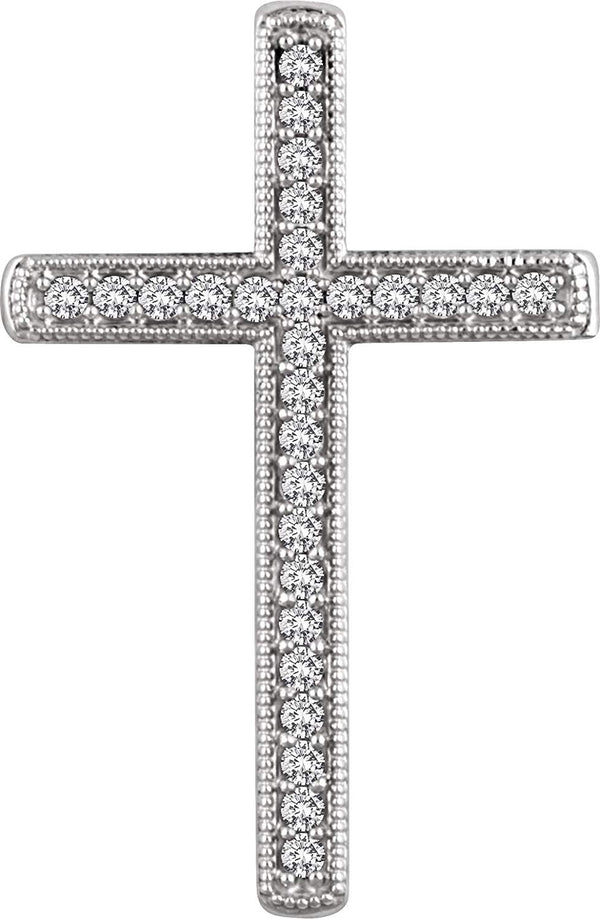 Diamond Chapel Cross Rhodium-Plated 14k White Gold Pendant (.33 Ctw, H+ Color, I1 Clarity)