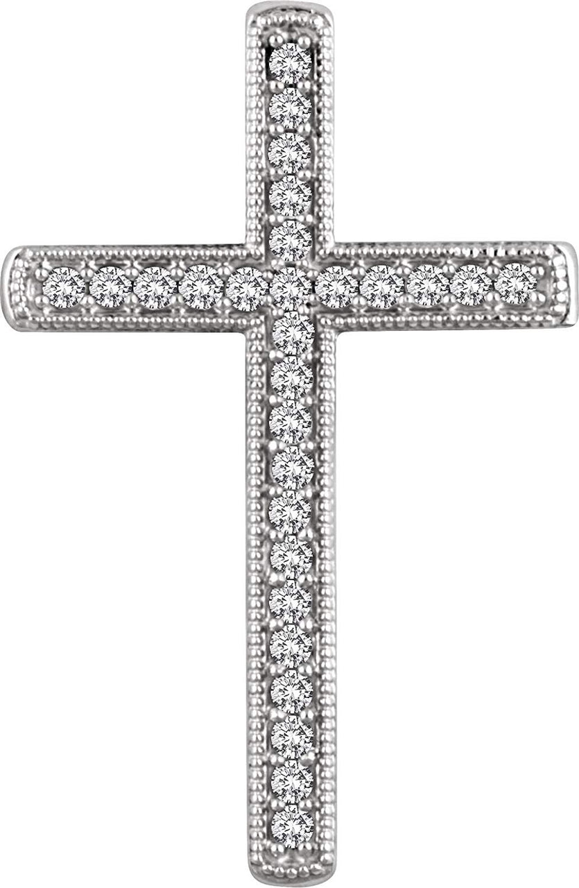 Diamond Chapel Cross Rhodium-Plated 14k White Gold Pendant (.33 Ctw, H+ Color, I1 Clarity)