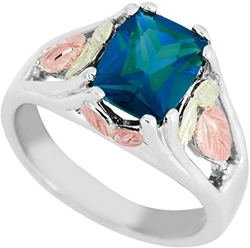 June Birthstone Created Alexandrite Ring, Sterling Silver, 12k Green and Rose Gold Black Hills Silver Motif, Size 5