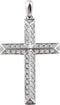 Diamond Angled Cross Rhodium-Plated 14k White Gold Pendant (1 Ctw, H+ Color, I1 Clarity)