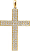 Diamond Western Cross Pendant, Rhodium-Plated 14k Yellow Gold (.5 Ctw, H+ Color, I1 Clarity)
