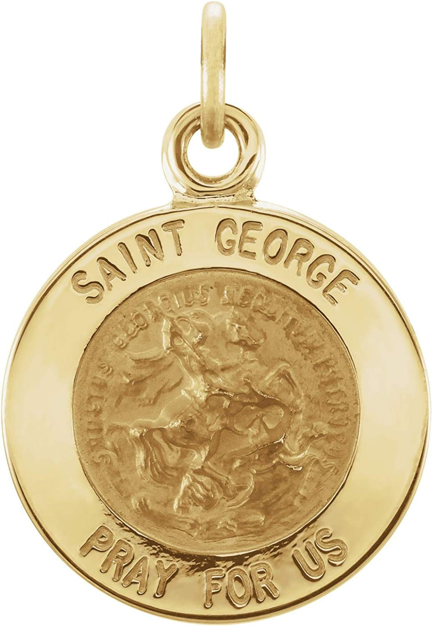 14k Yellow Gold Round St. George Medal (15 MM)