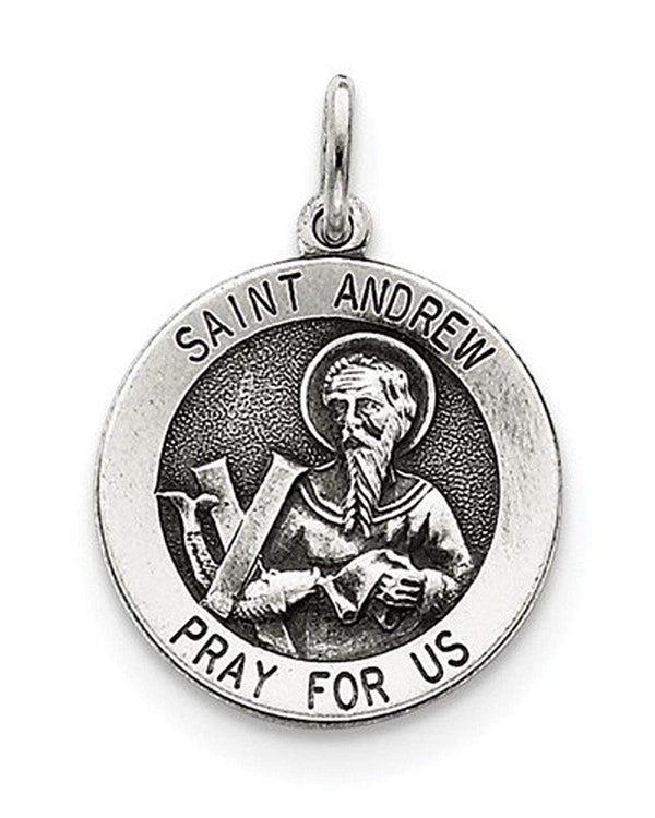 Sterling Silver Antiqued Saint Andrew Medal (26X20MM)