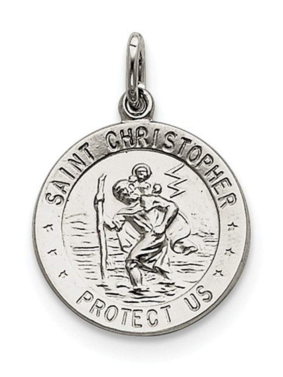 Sterling Silver Saint Christopher Medal Charm Pendant (25X18 MM)