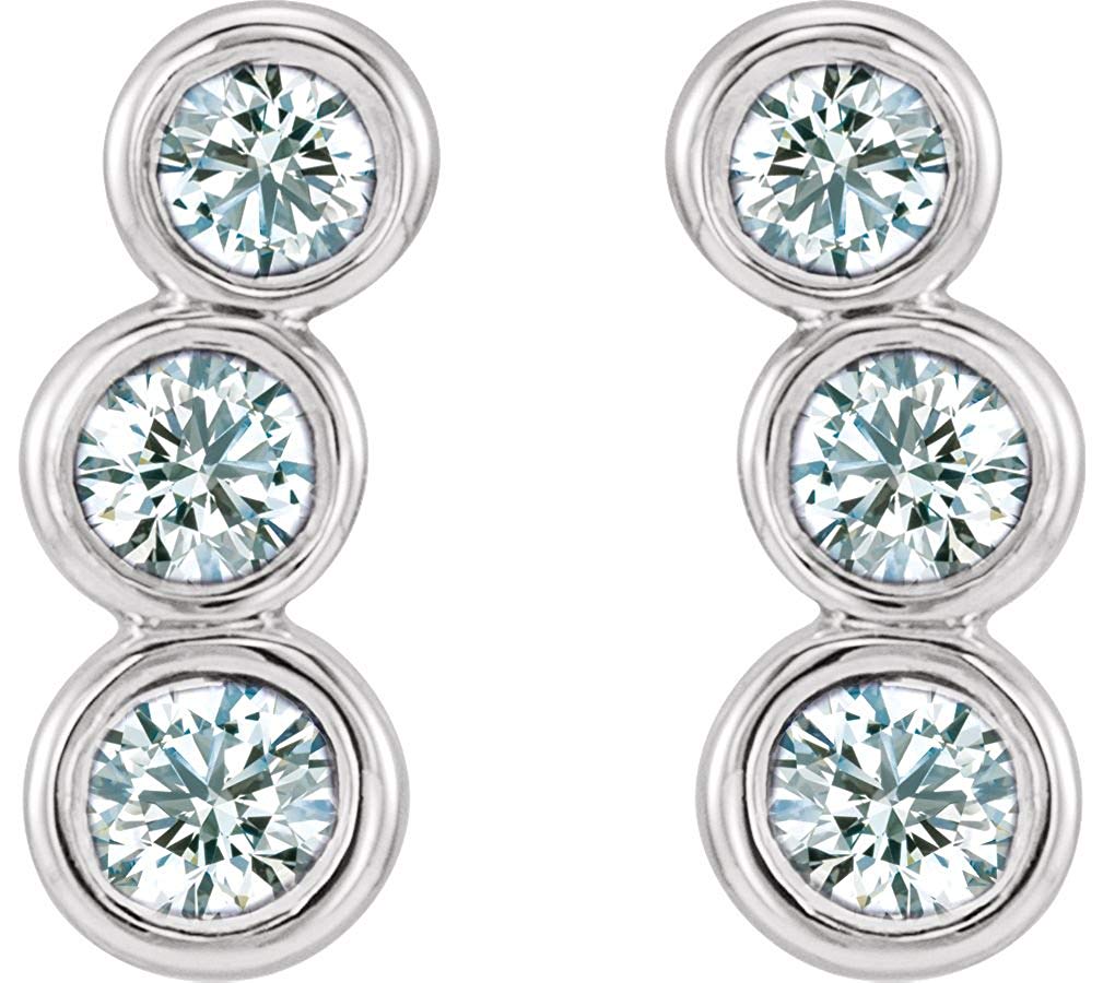 Diamond Three-Stone Ear Climbers, Rhodium-Plated 14k White Gold (.5 Ctw, G-H Color, I1 Clarity)