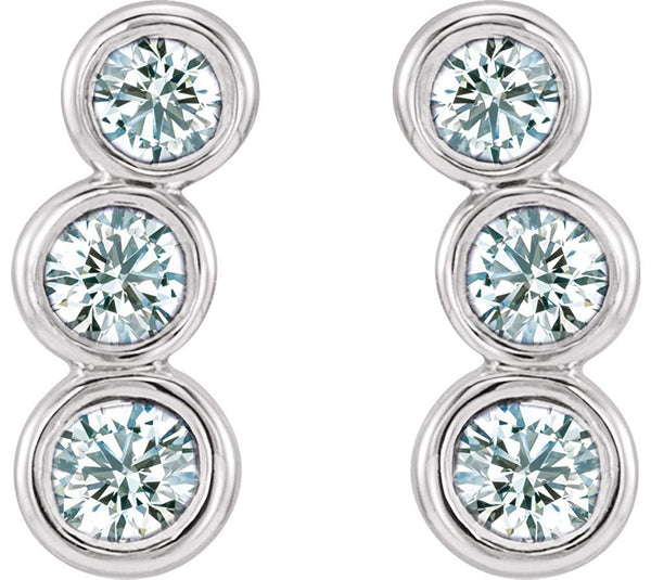 Diamond Three-Stone Ear Climbers, Rhodium-Plated 14k White Gold (.5 Ctw, G-H Color, I1 Clarity)