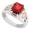 July Birthstone Created Ruby Ring, Sterling Silver, 12k Green and Rose Gold Black Hills Silver Motif, Size 9.5