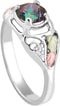 Mystic Fire Topaz Ring, Sterling Silver, 12k Green and Rose Gold Black Hills Gold Motif, Size 9.25