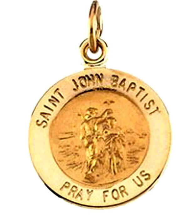 14k Yellow Gold Round St. John the Baptist Medal (15X15 MM)