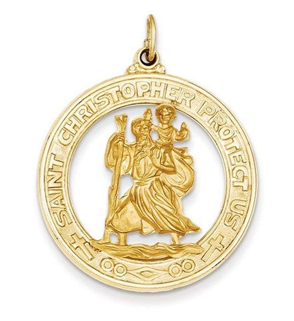 14k Yellow Gold St. Christopher Medal Pendant (36X29MM)