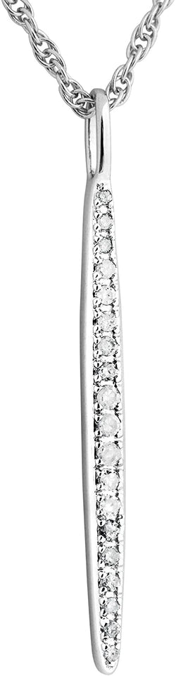 The Men's Jewelry Store (for HER) Diamond Vertical Bar Pendant Necklace, Rhodium Plated Sterling Silver, 18"