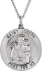 Sterling Silver Round St. Joseph Medal Necklace, 24" (22 MM)