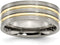 Brushed Titanium Yellow IP 8mm Grooved Comfort-Fit Band, Size 13