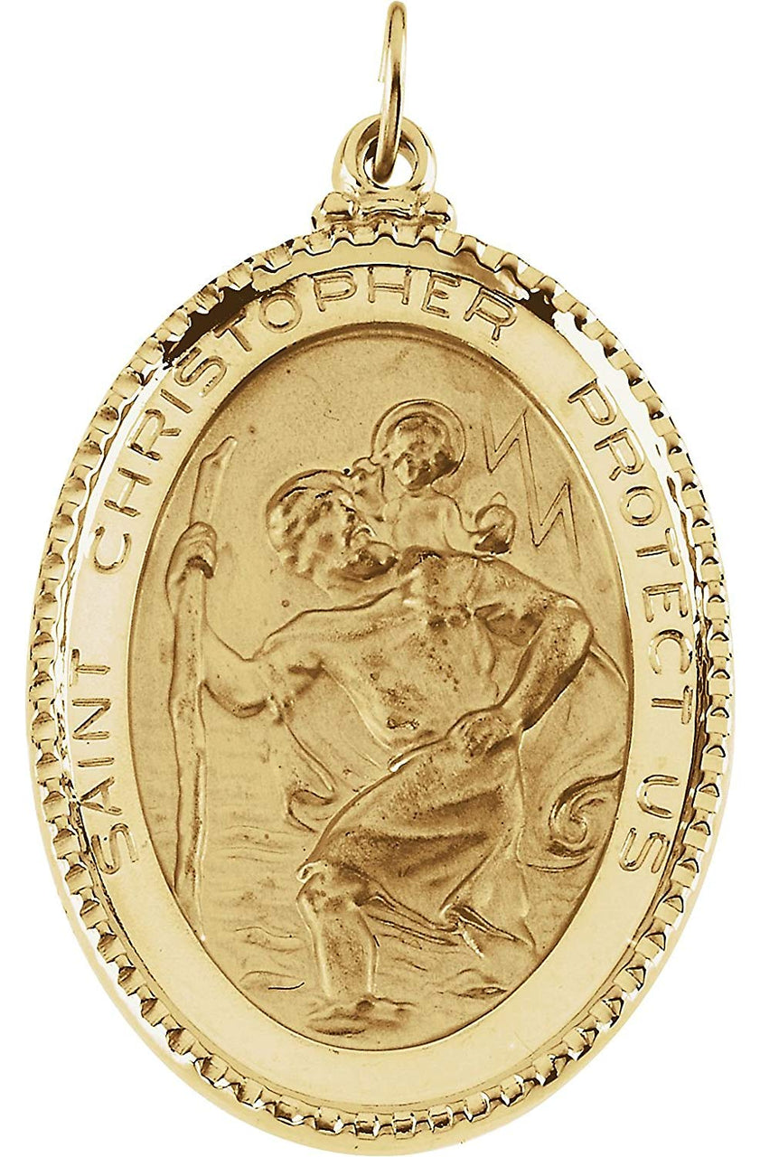 14k Yellow Gold St. Christopher Medal (39x26 MM)