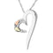 Stylish Heart Pendant Necklace, Sterling Silver, 12k Green and Rose Gold Black Hills Gold Motif, 18"