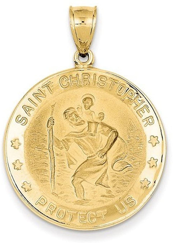 14k Yellow Gold St. Christopher Medal Pendant (36X26 MM)