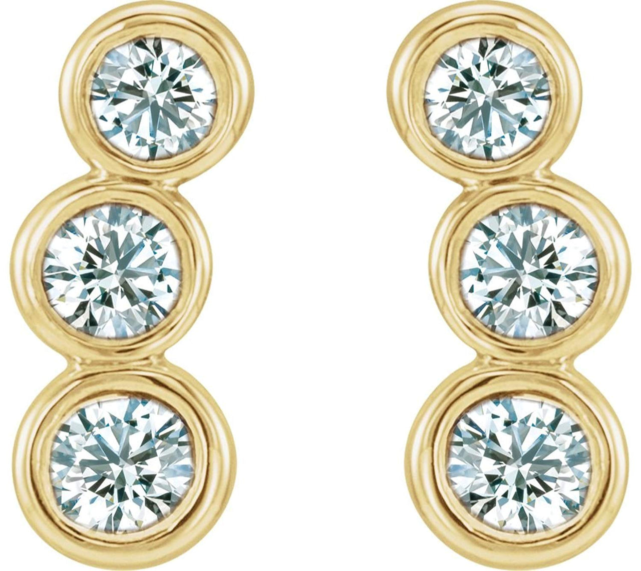 Diamond Three-Stone Ear Climbers, 14k Yellow Gold (.5 Ctw, G-H Color, I1 Clarity)