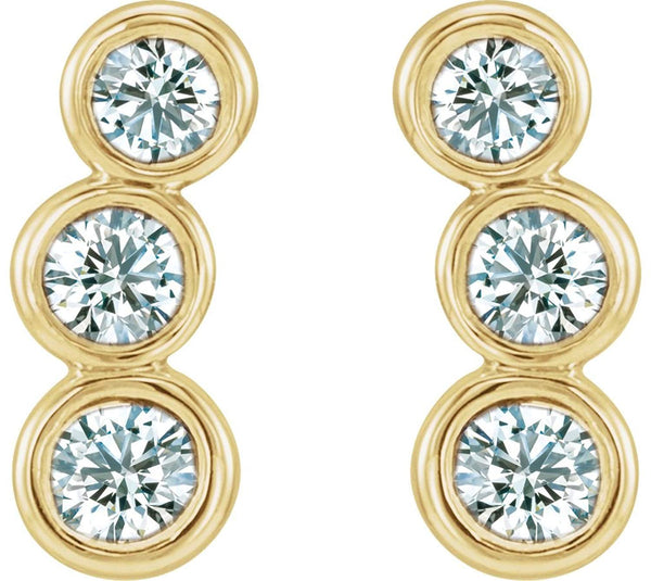 Diamond Three-Stone Ear Climbers, 14k Yellow Gold (.5 Ctw, G-H Color, I1 Clarity)