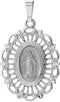 14k White Gold Oval Filigree Miraculous Medal (22x15.5 MM)