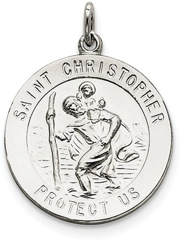 Sterling Silver Saint Christopher Medal Pendant (35X25 MM)