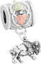 Buffalo Charm Bead with Leaves, Sterling Silver, 12k Green and Rose Gold Black Hills Gold Motif