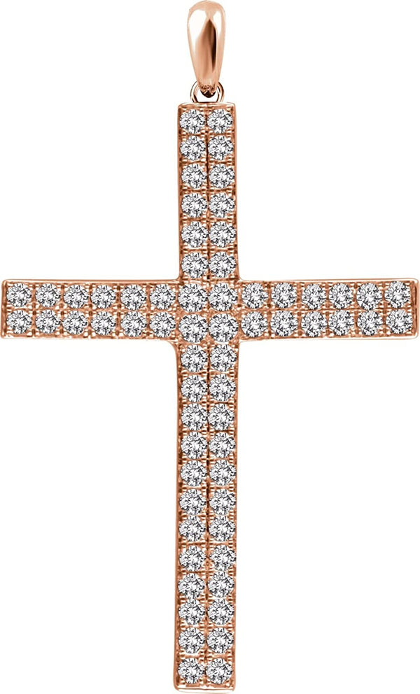 Diamond Western Cross Pendant, 14k Rose Gold (1 Ctw, H+ Color, I1 Clarity)