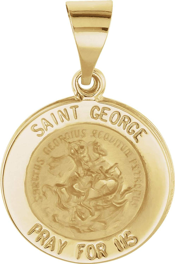 14k Yellow Gold Round Hollow Miraculous Medal (15 MM)