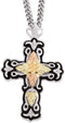 Oxidized Rose of Sharon Cross, Sterling Silver, 12k Rose Gold, 12k Green Gold Black Hills Gold Motif, 18"