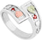 July Birthstone Created Ruby Bypass Ring, Sterling Silver, 12k Green and Rose Gold Black Hills Silver Motif, Size 6.25